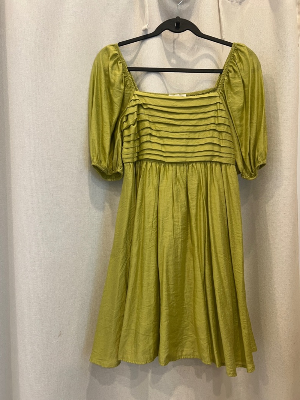 Blu Pepper Green Puff Sleeve Mini Dress